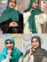 روسری وال نخی طیف سبز - تصویر 2