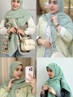 روسری وال نخی طیف سبز