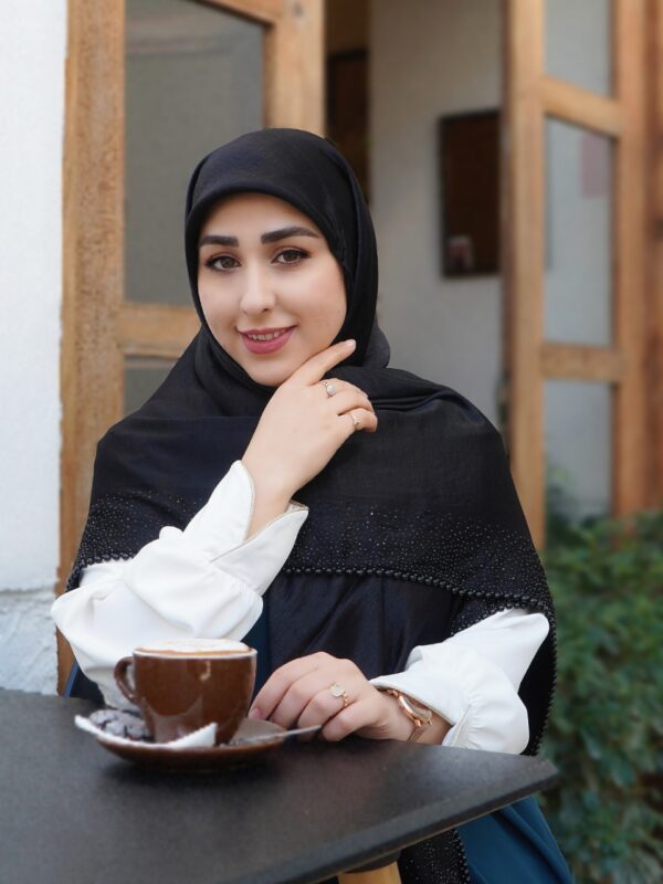 روسری کریستال مشکی دور نگین مشکی - تصویر 1