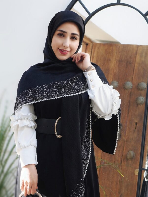 روسری کریستال مشکی دور نگین سفید - تصویر 1